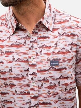 Burlebo Brush Country Performance Button Up 2XL Deer Print Shirt